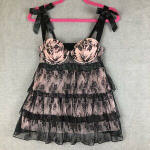 Fredericks of Hollywood Y2K Lingerie top/Dress babydoll lace fairy coquette